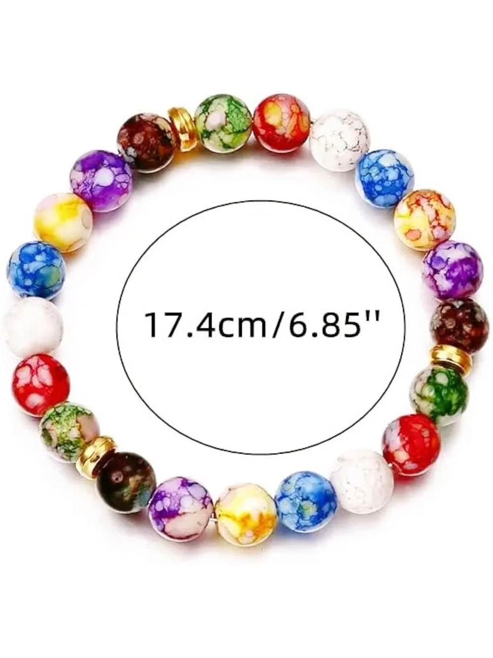 Kids Multicolor Chakra Beaded Bracelet with Gold Accents N42